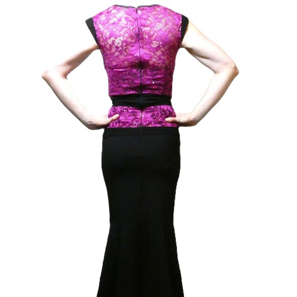 Holiday Party Dress Womens 4 Mermaid Corset Lace Vintage Old Hollywood Burgundy - Picture 3 of 9